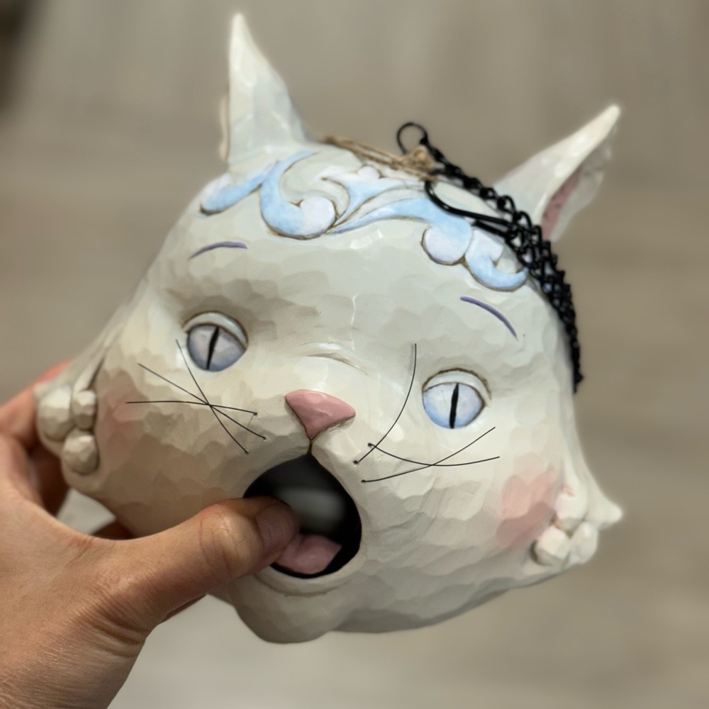 Whimsical White Cat Wall Decor